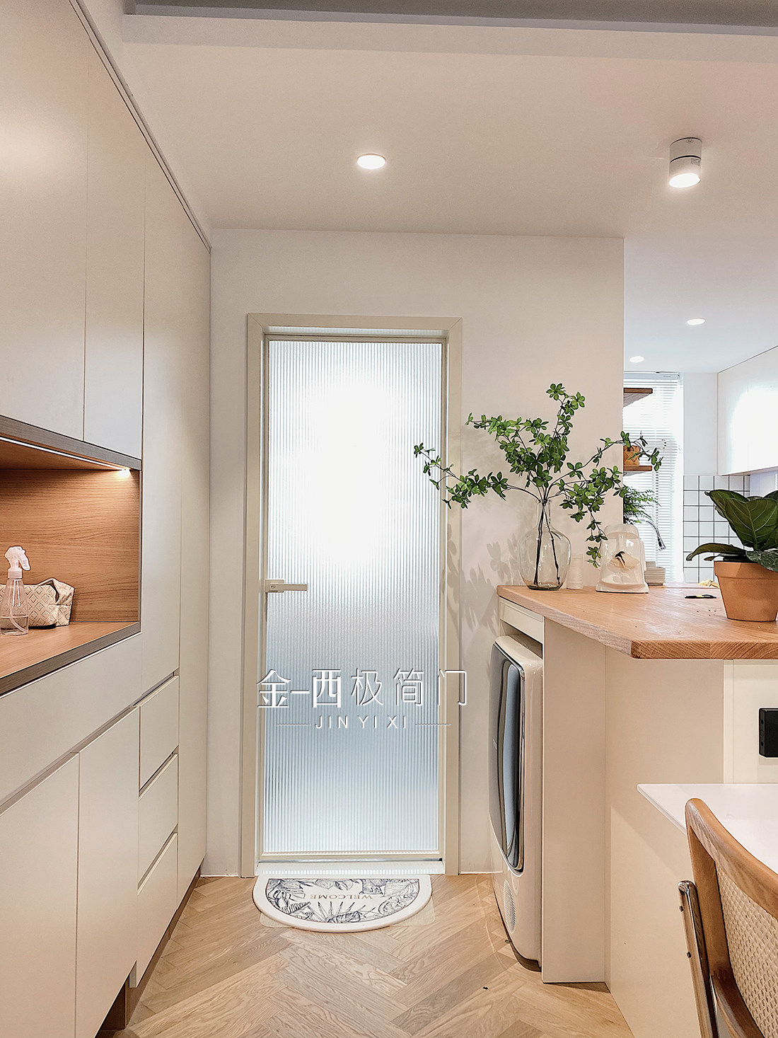 ins wind cream white ultra white long iridescent glass extremely narrow door minimalist toilet door washroom door white door lock