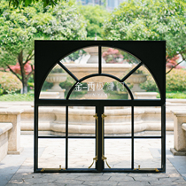 Golden One West Minimalist Door Retro Style Old Upper Sea Old Steel Window Pair Open Windows Golden Handle Indoor Aluminum Alloy Window