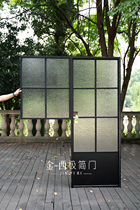 Golden West Pole Minimalist Bathroom Door Connected Window Bathroom Partition Tandem Door Aluminum Alloy Door Iron Art Glass Door Toilet Door