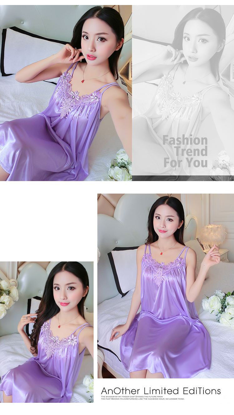 Băng lụa nightdress mùa hè dây đeo sexy ren đồ ngủ nữ chất béo mm XL 200 kg lỏng phần mỏng dịch vụ nhà