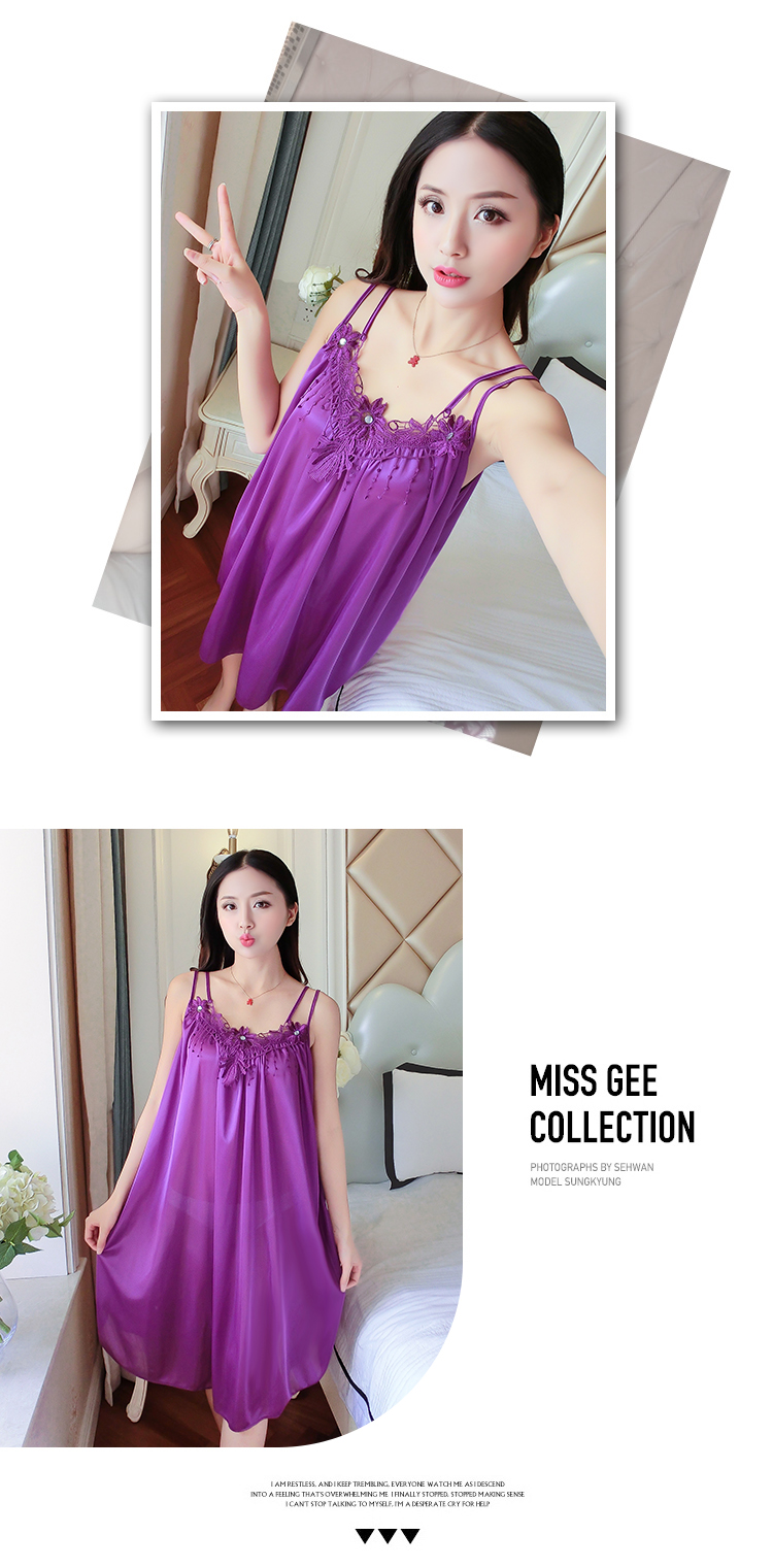 Băng lụa nightdress mùa hè dây đeo sexy ren đồ ngủ nữ chất béo mm XL 200 kg lỏng phần mỏng dịch vụ nhà