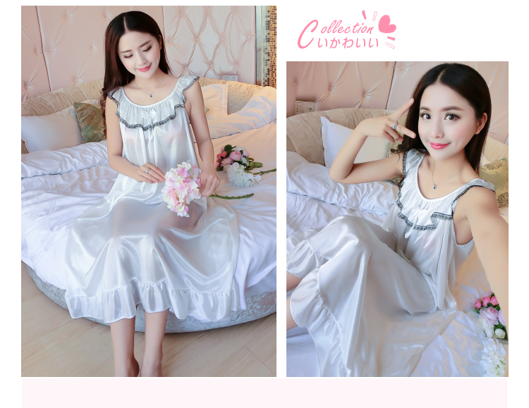 Băng lụa nightdress mùa hè dây đeo sexy ren đồ ngủ nữ chất béo mm XL 200 kg lỏng phần mỏng dịch vụ nhà