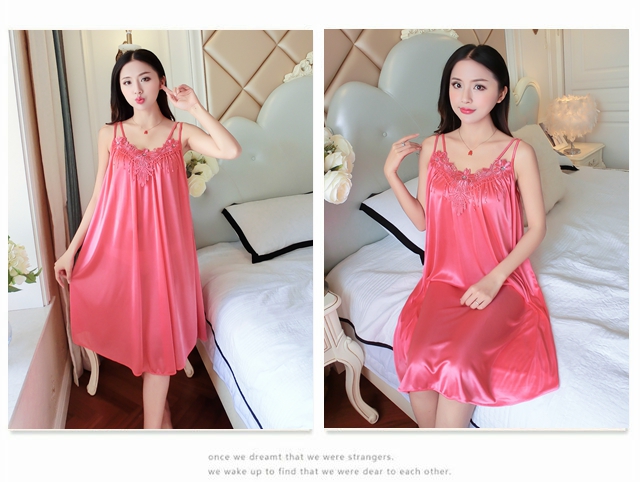 Băng lụa nightdress mùa hè dây đeo sexy ren đồ ngủ nữ chất béo mm XL 200 kg lỏng phần mỏng dịch vụ nhà