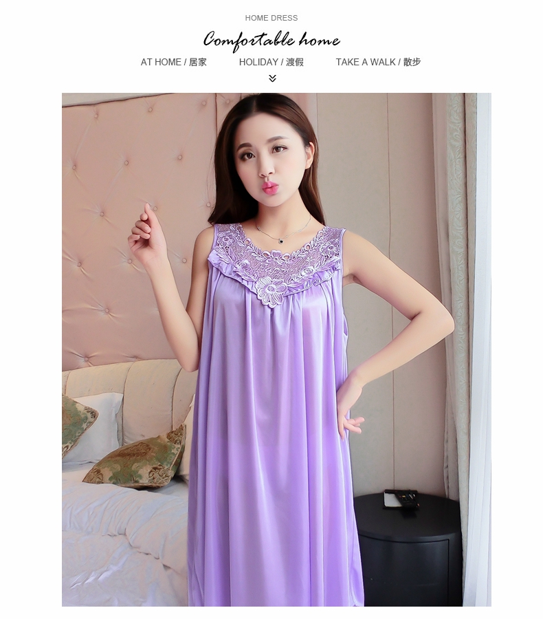 Băng lụa nightdress mùa hè dây đeo sexy ren đồ ngủ nữ chất béo mm XL 200 kg lỏng phần mỏng dịch vụ nhà