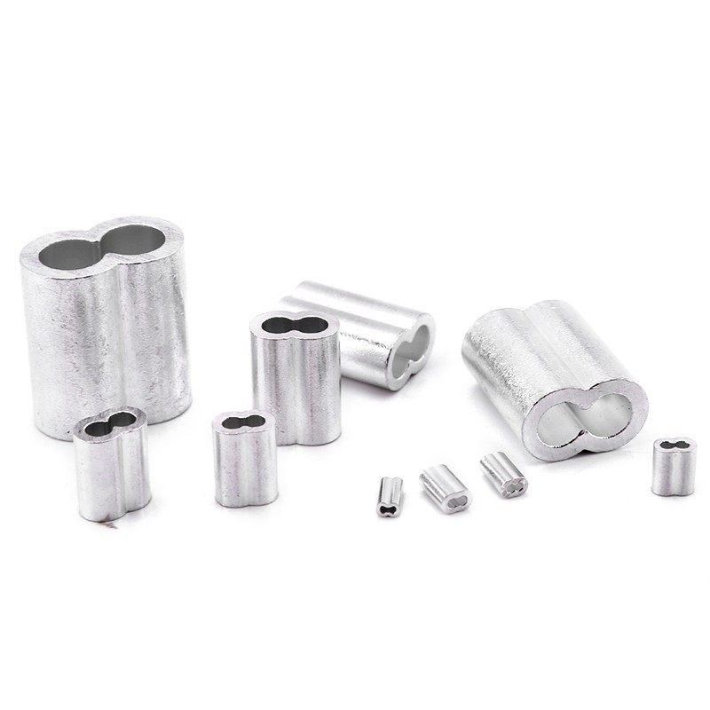 Steel wire rope clamping head 8-shaped aluminium sleeve double-hole aluminium sleeve aluminium buckle 1 2 1 5 2 2 5 3 4mm aluminium clamping head