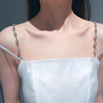 Rhinestone invisible shoulder strap adjustable sling high-end Joker solid color exposed chest strap summer seamless accessories beauty back