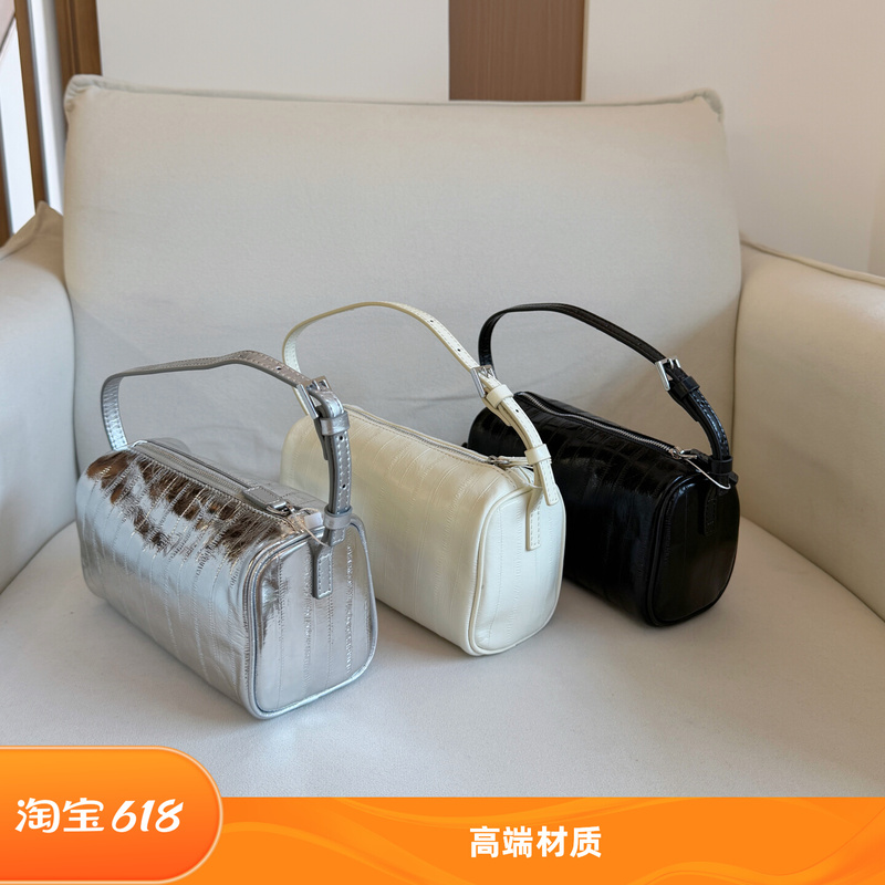 2026 New Oil Wax Top-Grain Leather Pen Holder Bag, High-End Versatile Handbag, Toast-Shaped Small Square Bag, Single Shoulder Crossbody Bag