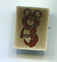 1980 Moscow Olympics mascot Misha badge