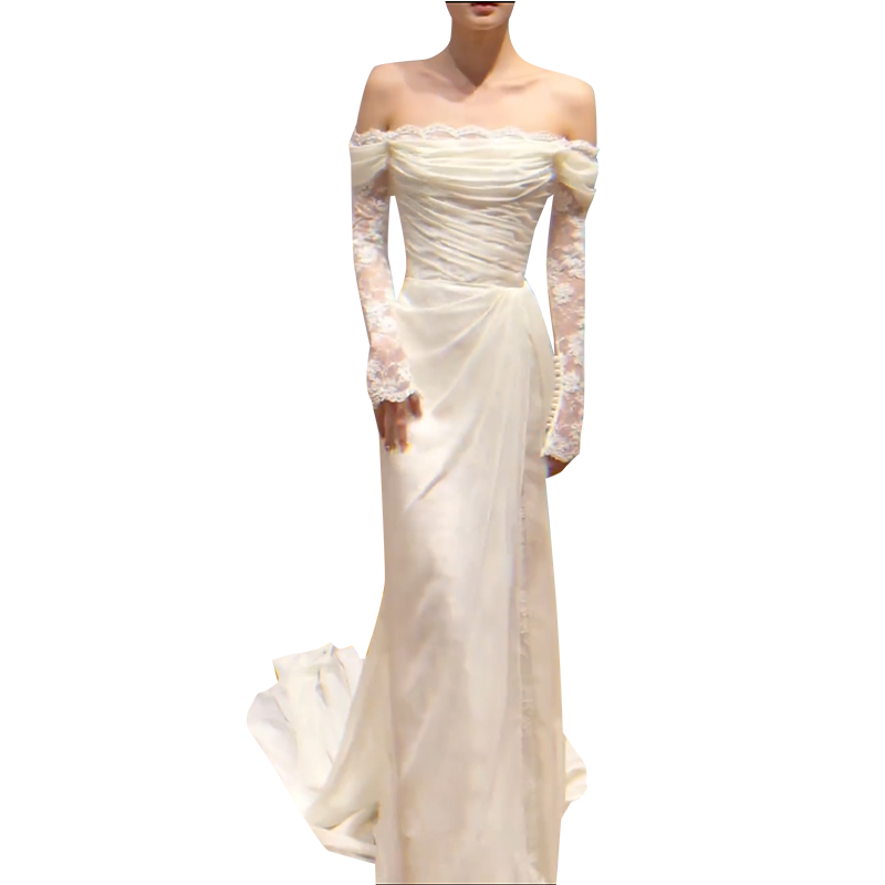 Lace retro wedding dress, evening dress, open shoulders, long sleeve, lace dress, Mori,  Lace retro wedding dress, evening dress, open shoulders, long sleeve, lace dress, Mori,