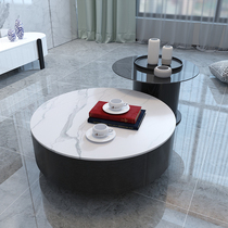 Rock plate tea table TV cabinet Composition modern minimalist light extravaganza Living room Small family Type 2021 New sized round tea table
