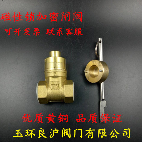 Magnetic encryption with lock gate valve Water meter front magnetic gate valve key DN15 brass magnetic lock valve