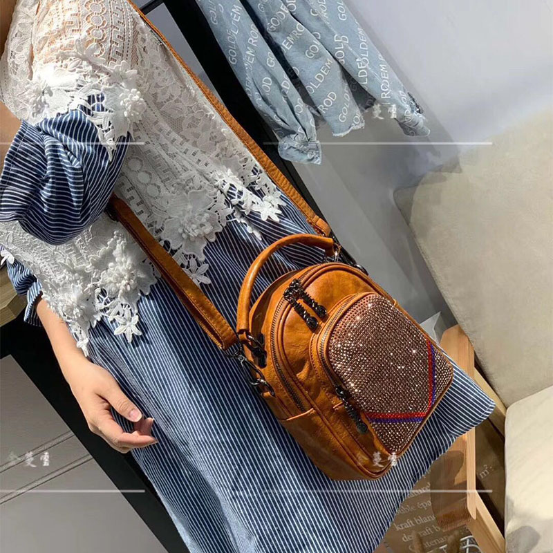 Xuân 2019 mới kim cương túi xách nữ túi xách tay Messenger túi đeo vai đa chức năng túi xách thời trang - Ba lô cấp đi học nữ cấp 2