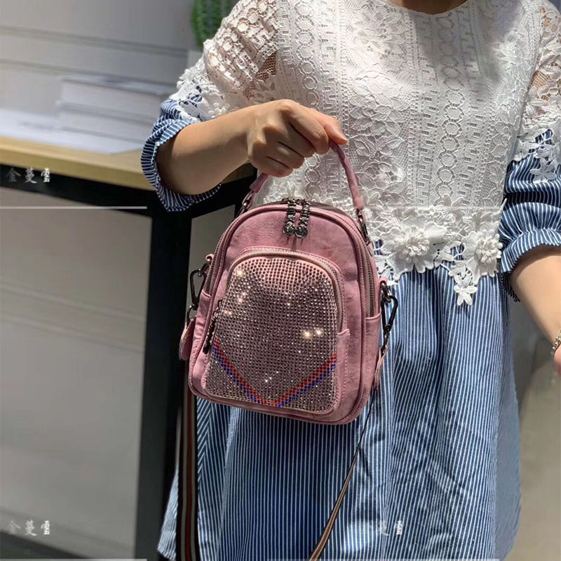 Xuân 2019 mới kim cương túi xách nữ túi xách tay Messenger túi đeo vai đa chức năng túi xách thời trang - Ba lô cấp đi học nữ cấp 2