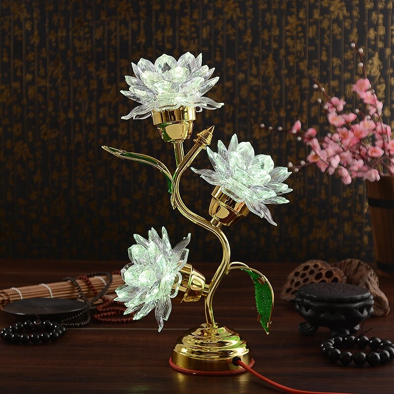 LED佛灯七彩水晶球莲花灯:点亮心灵,温暖家的每个角落 -荷花灯-淘宝百科网