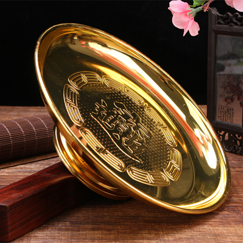 Buddhist supplies Buddhist hall home offering Buddha offering plate lotus offering bowl alloy tall painted fruit plate 6 inches 7 inches 8 inches