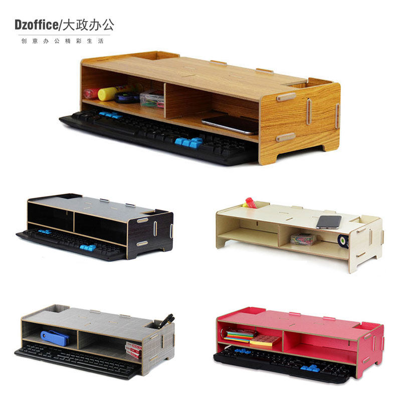 90 wooden desktop computer screen booster stand neck guard table keyboard storage office desktop pad base