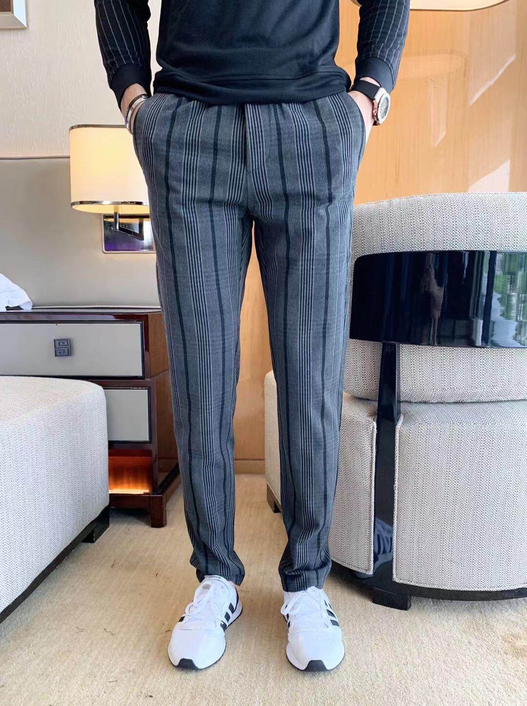 TB Thom fashion European cotton color matching stripes Joker business slim casual thick cotton pants men