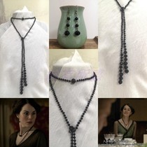 Downton Abbey Same Necklace Earrings British Style Black Double Chest Chain Earrings Extra Long Sweater Chain Earrings