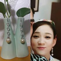  Give up on me hold on to me Chen Jon the same crystal pearl earrings drop earrings wedding dress and makeup accessories wild earrings