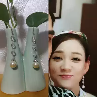 Give up on me, hold on to me, Chen Jon, the same crystal pearl earrings, drop earrings, wedding dress and makeup accessories, wild earrings