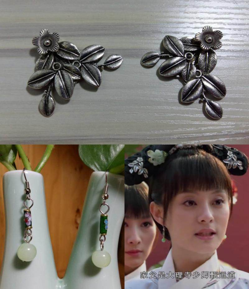 Zhen huan Chuanhuan Legend of the same style Accessories Hair Accessories earrings Jingtai blue imitation jade Jade Pendant Ancient Clothes Hanfu Head Accessories Earrings Banner Dress Accessories Accessories