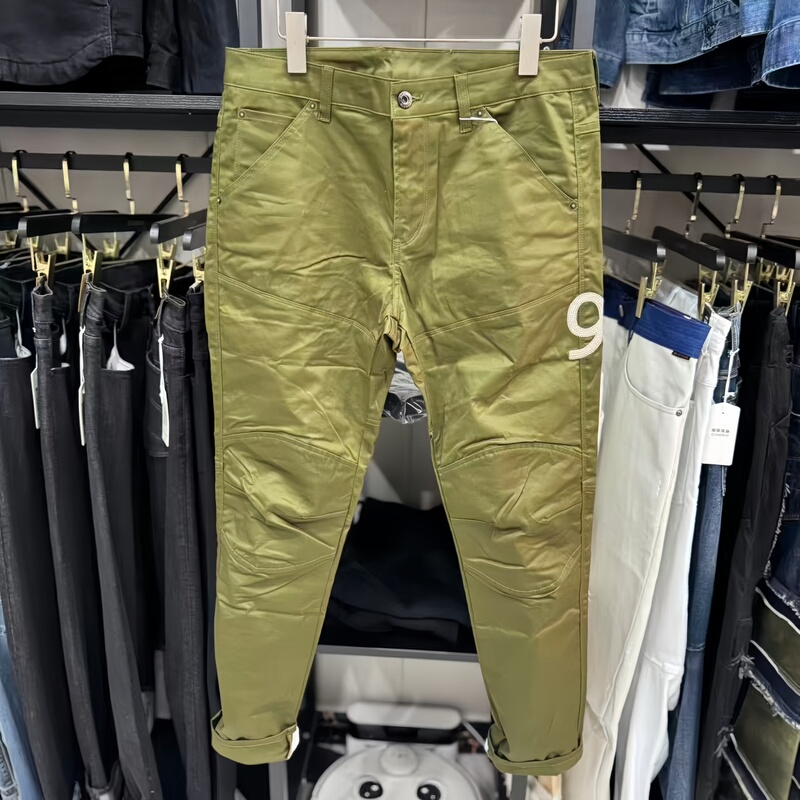 E221 Men's 3D Tailored Spring and Autumn 96 Embroidery Grass Green 5620 Straight Slim Fit Patchwork Workwear Casual Pants