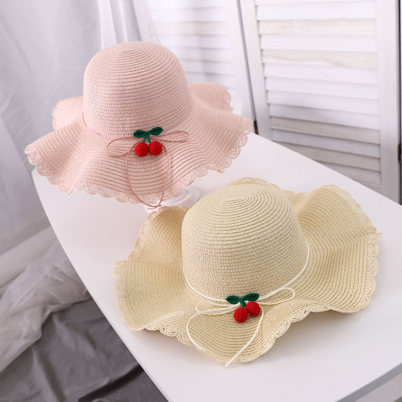 Women's Streetwear Cherry Ruffles Straw Hat display picture 5