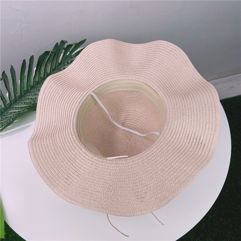 Fashion Pearl Bow Straw Hat Summer Travel Beach Hat display picture 3