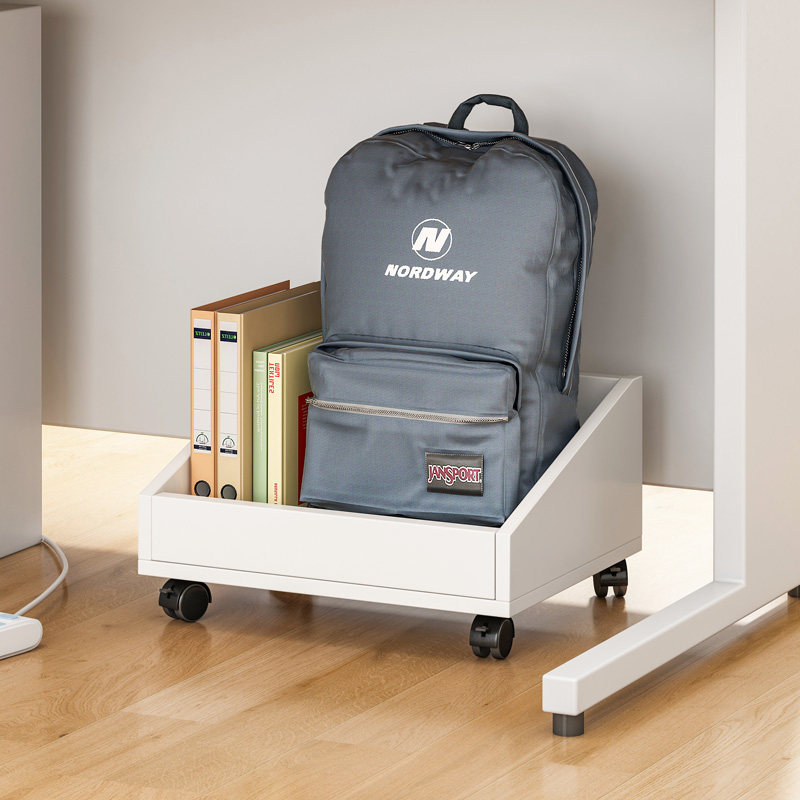 Shelf for schoolbags, dormitory table with wheels, movable floor bookshelf, office table storage artifact