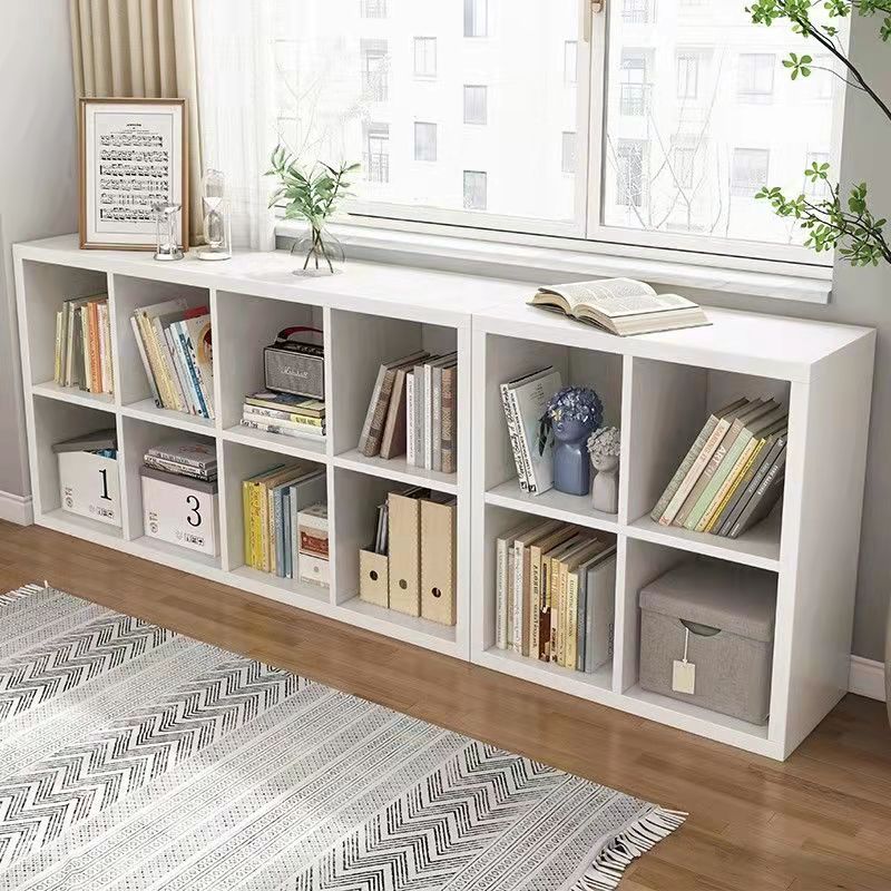 Short bookcase on floor wood leaning against wall Lattice Bookshelf Balcony Corner Assembled Floating Window Sill Down Easy Money Shelf