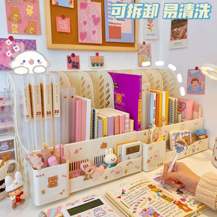 Plastic Small Bookshelves Children Desk Finishing Racks for Study Table Shelf Desk Surfaces Assembled and released books