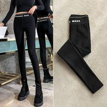 Leggings women wear spring and Autumn 2020 new velvet thickened high waist thin black tight little feet sports pants