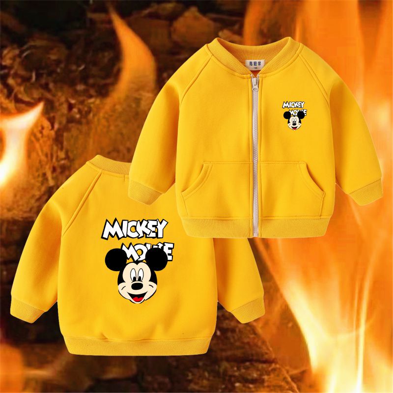 Clearance Boys' Fleece-Lined Jacket, New Autumn and Winter Fleece Top for Babies, Children's Zip-Up Cardigan, Girls' Baseball Jacket