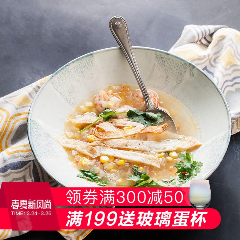 And HD Japanese coarse pottery fruit salad bowl hat to bowl of restoring ancient ways household creative ceramic bowl of soup bowl rainbow such use