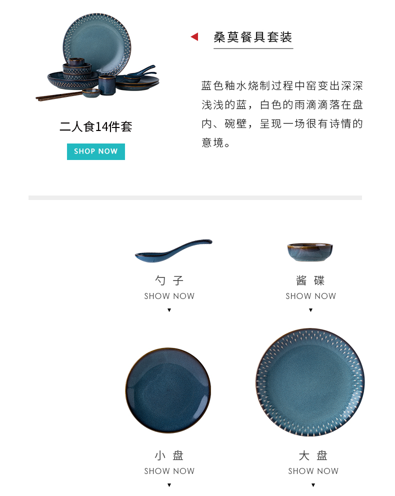 Eat mulberry mo under glaze color tableware suit ceramic Nordic home dishes dishes portable suit