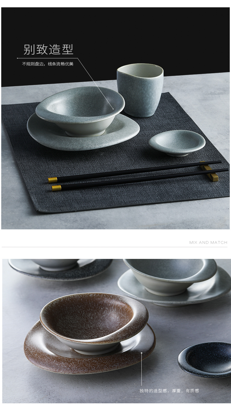 Creative rainbow such always move household Nordic plate and stone bowl set tableware ceramic dishes characteristics