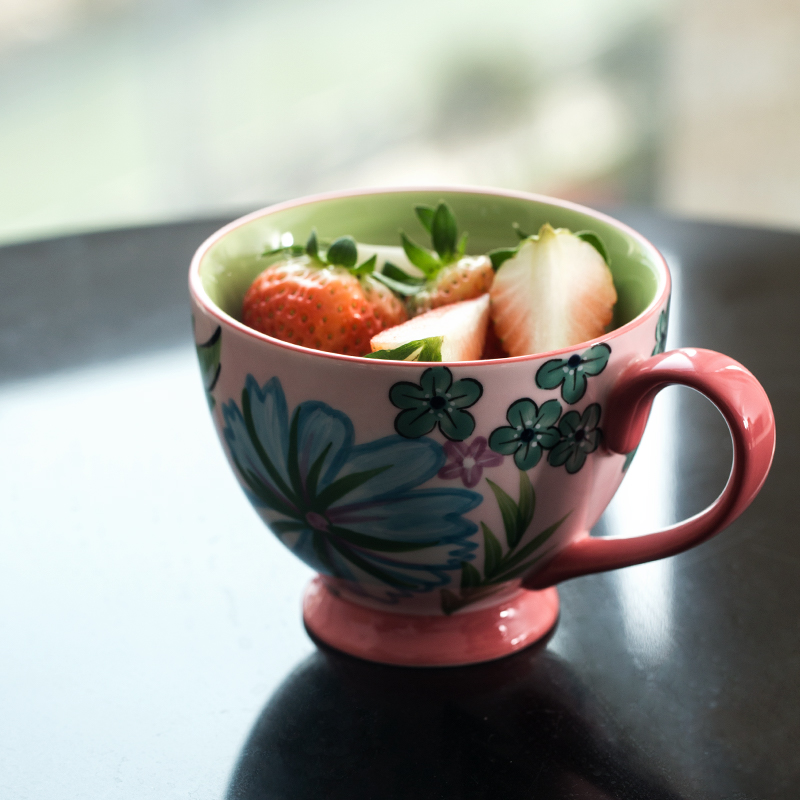 Eat oatmeal for breakfast bowl bowl ceramic handpainted mugs female office home large capacity for a cup of milk