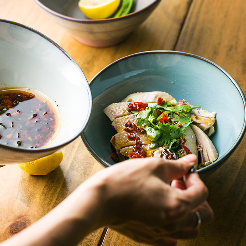 Ceramic tableware and implicit Japanese hat to use a single small household rainbow such use creative tall bowl rainbow such use