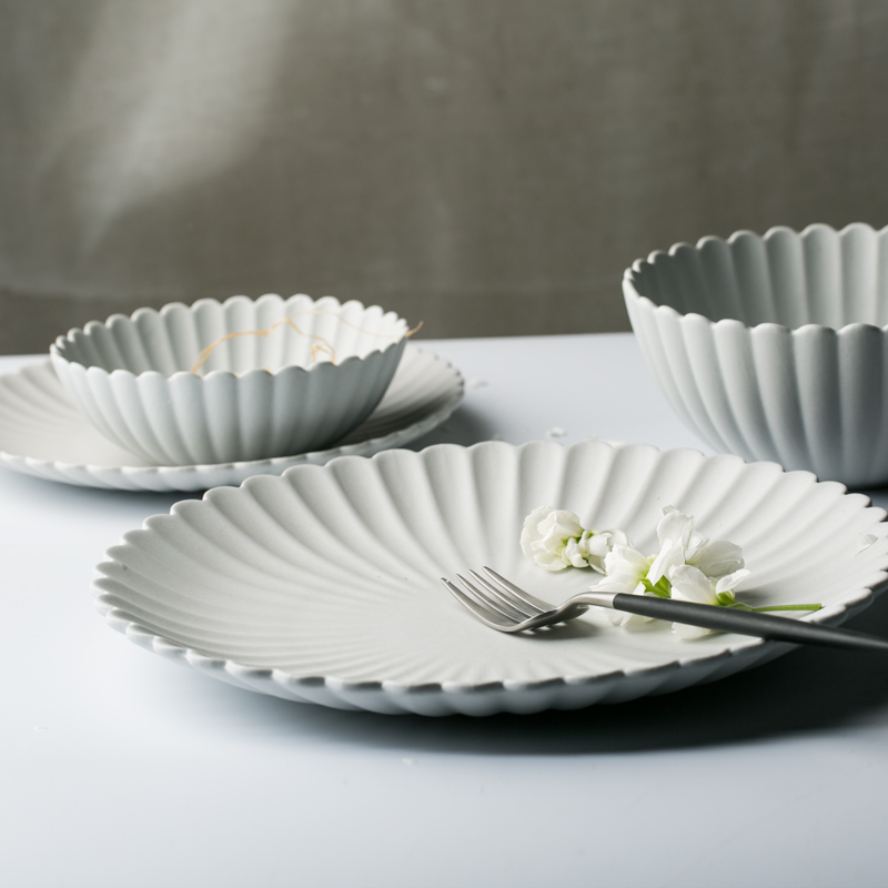 And European ceramic disc creative frosted by plate western food steak plate household snack plate of fruit salad snack plate