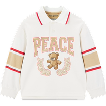 (Same style at counter)minipeace PEACEBIRD Childrens Clothing Boys Contrast Color POLO Shirt Bear Long Sleeve T-Shirt Autumn New