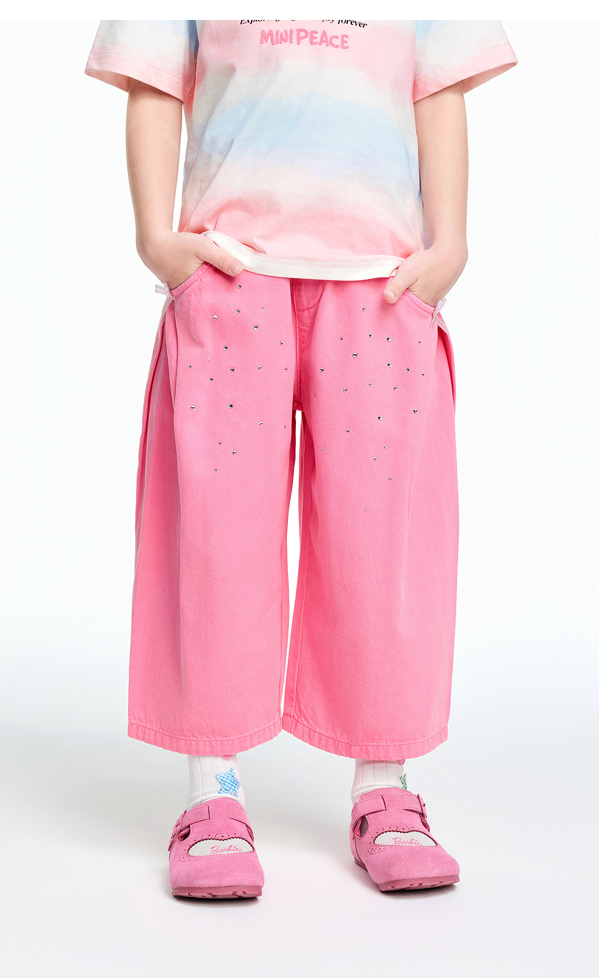 Minipeace Peacebird Children's Clothing Girls' Mid-Length Shorts Summer Thin Dopamine Style Soft Denim Pants Children's Pants — 25