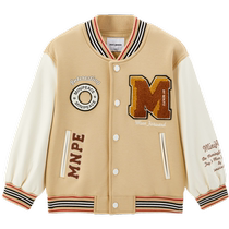 (Same style at counter)minipeace PEACEBIRD Childrens Boys Baseball Jacket Brown Autumn Childrens Jacket