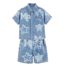 (Same style at counter) minipeace childrens clothing boys summer denim short-sleeved shirt shorts suit