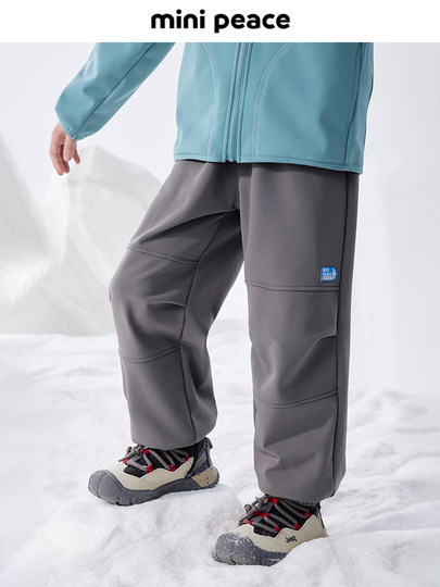 MINIPEACE太平鸟童装儿童软壳裤冬季加绒男女童裤子束脚工装