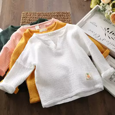 Boys and girls cotton linen long sleeve T-shirt 2019 spring and autumn children's set baby Moren series art shirt casual top