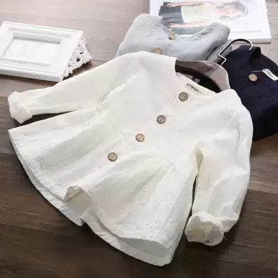 Girls ' dress Korean version 2021 new spring shirt skirt girls autumn cotton and linen children's baby doll shirt