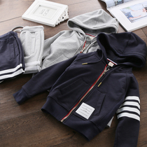 Korean childrens cotton set 2019 spring new boys clothing spring and autumn sports hooded casual two-piece girl