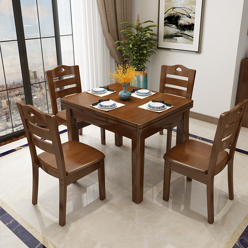 Solid wood table rectangular folded wood tableshousehold small family size 4 people 6 people dining table and chair combination