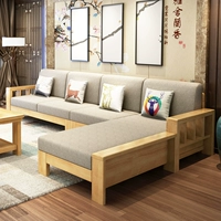 Rắn sofa gỗ kết hợp của căn hộ nhỏ sofa phòng khách nhỏ gọn Trung Quốc hiện đại với chaise góc tất cả chuốt gỗ - Ghế sô pha ghế sofa giá rẻ dưới 2 triệu