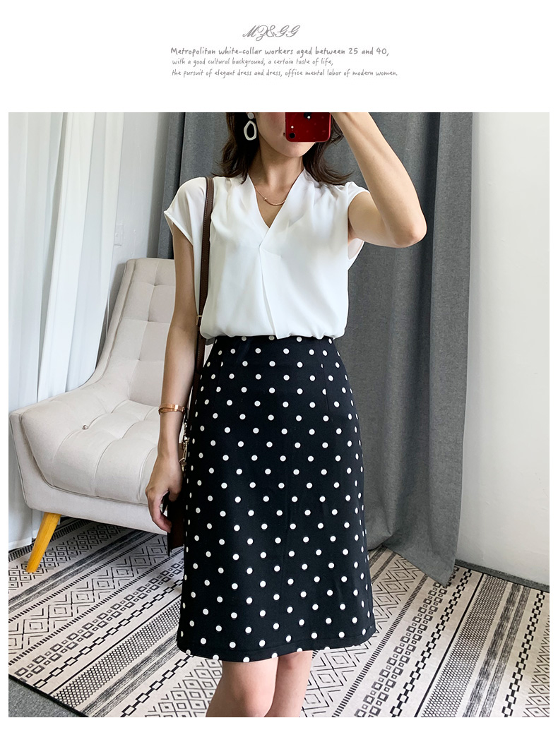 Váy chấm bi mùa hè Kích thước lớn Eo cao Slim Slim Bước chân mới Chuyên nghiệp khí nửa váy Nữ Túi hông - Váy chân váy bút chì đẹp